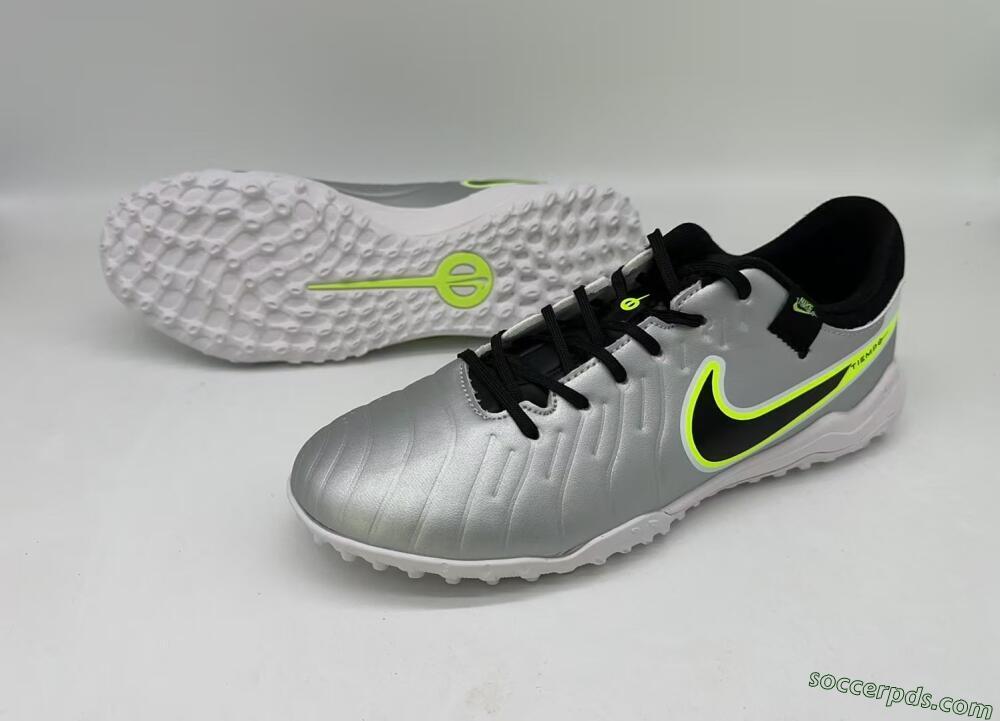 Nike Tiempo Legend 10 TF Low-Tops Football Shoes - Silver/Black/Yellow