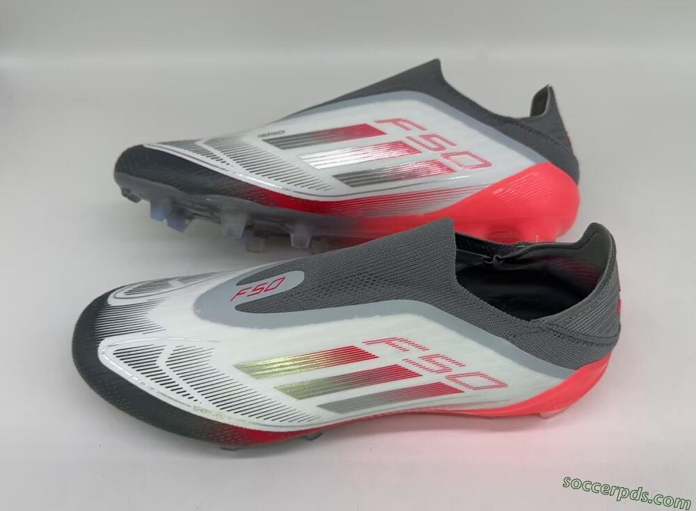 Adidas F50 Elite Laceless FG Low-Tops Football Boots - White/Silver/Red