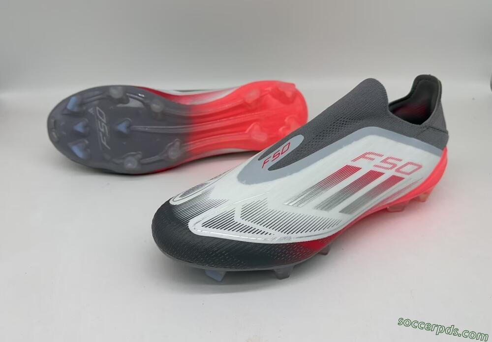 Adidas F50 Elite Laceless FG Low-Tops Football Boots - White/Silver/Red