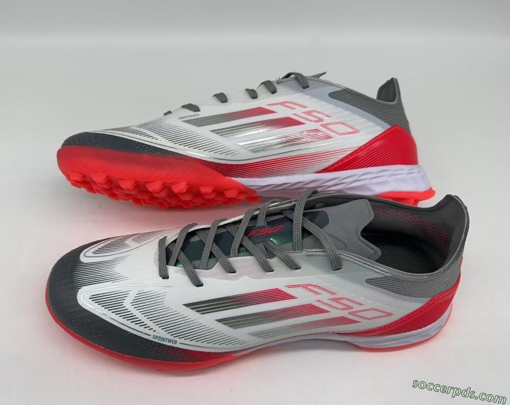 Adidas F50 Pro TF Low-Tops Football Shoes - White/Silver/Red