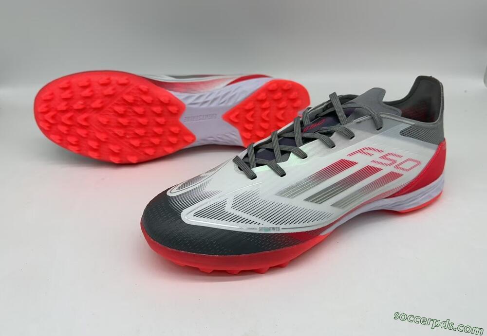 Adidas F50 Pro TF Low-Tops Football Shoes - White/Silver/Red