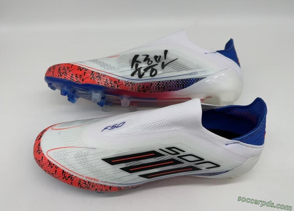 Adidas F50 Elite Laceless FG Low-Tops Football Boots - White/Red/Blue