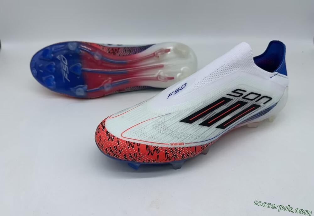 Adidas F50 Elite Laceless FG Low-Tops Football Boots - White/Red/Blue