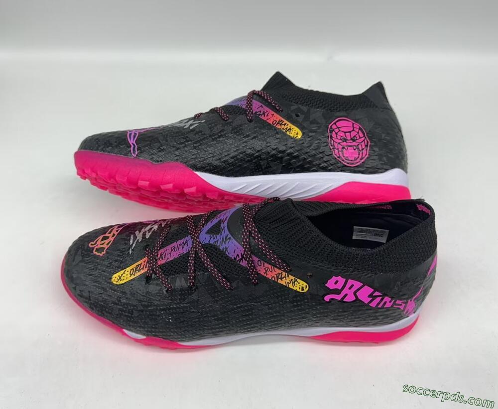 Powercat Tokyo Match x Puma Future Ultimate TF Low-Tops Football Shoes - Black/Pink/Yellow