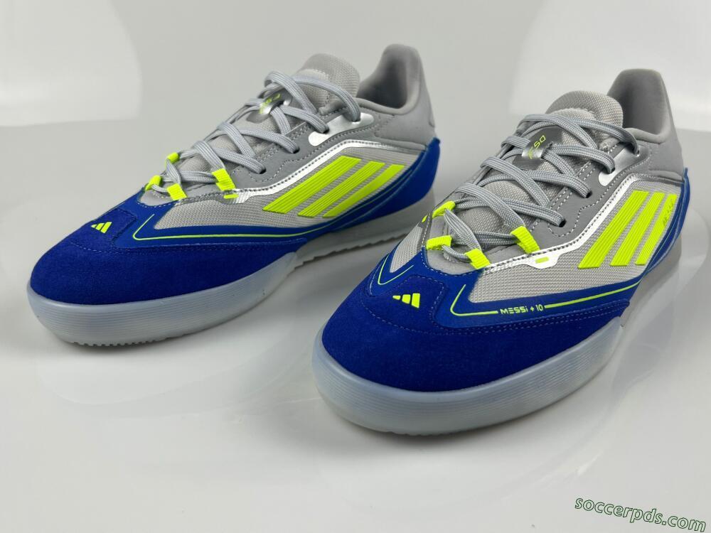 Messi x Adidas F50 Elite IC Low-Tops Football Shoes - Grey//Yellow/Blue