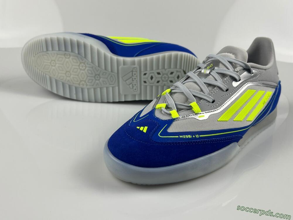 Messi x Adidas F50 Elite IC Low-Tops Football Shoes - Grey//Yellow/Blue