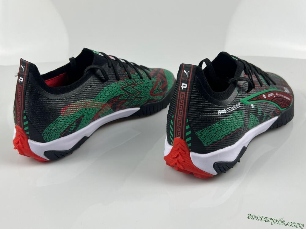 Puma Ultra Ultimate TF Low-Tops Football Shoes - Black/Red/Green