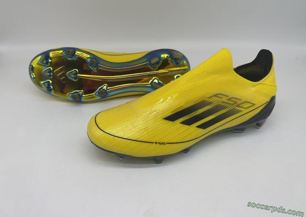 Adidas F50 Elite Laceless FG Low-Tops Football Boots - Yellow/Black/Gold