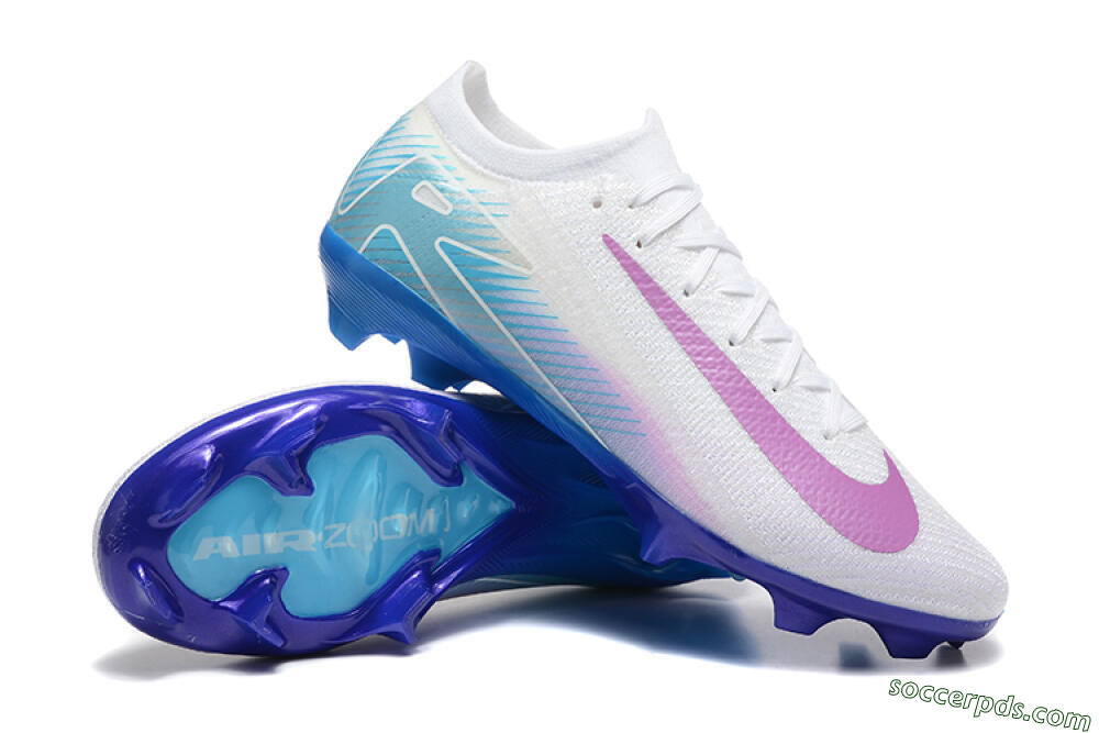 Nike Air Zoom Mercurial Vapor 16 Elite FG Low-Tops Football Boots - White/Purple/Blue 4