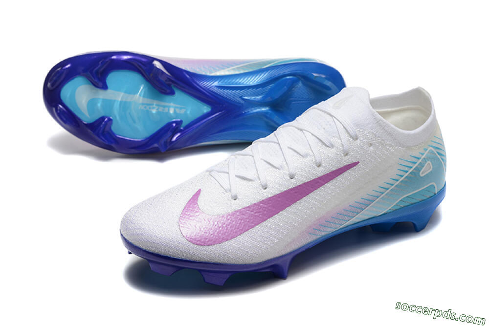 Nike Air Zoom Mercurial Vapor 16 Elite FG Low-Tops Football Boots - White/Purple/Blue 3