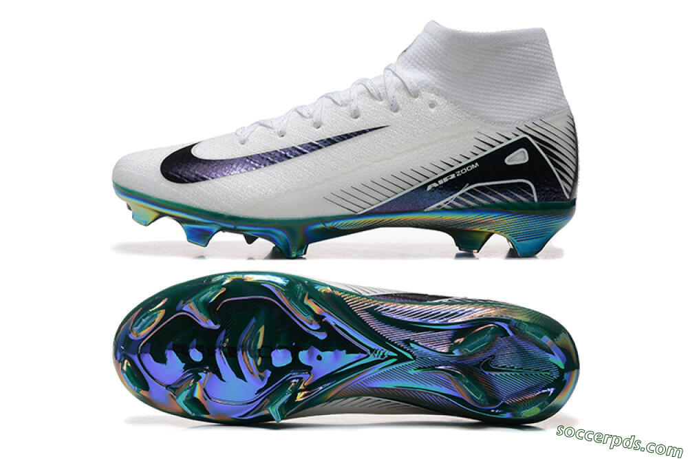 Nike Air Zoom Mercurial Superfly 10 Elite FG High-Tops Football Boots - White/Blue/Gold 0