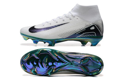 Nike Air Zoom Mercurial Superfly 10 Elite FG High-Tops Football Boots - White/Blue/Gold