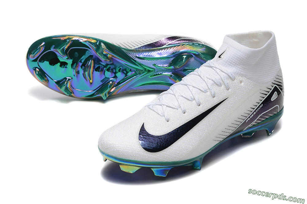 Nike Air Zoom Mercurial Superfly 10 Elite FG High-Tops Football Boots - White/Blue/Gold 3