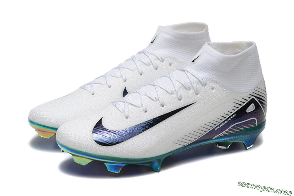 Nike Air Zoom Mercurial Superfly 10 Elite FG High-Tops Football Boots - White/Blue/Gold 5