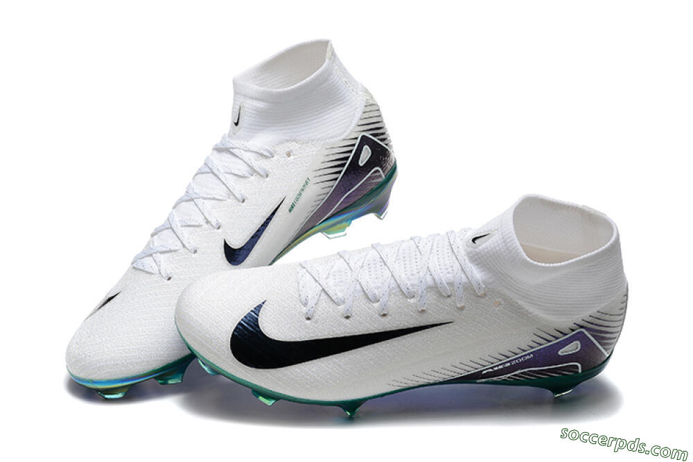 Nike Air Zoom Mercurial Superfly 10 Elite FG High-Tops Football Boots - White/Blue/Gold 6