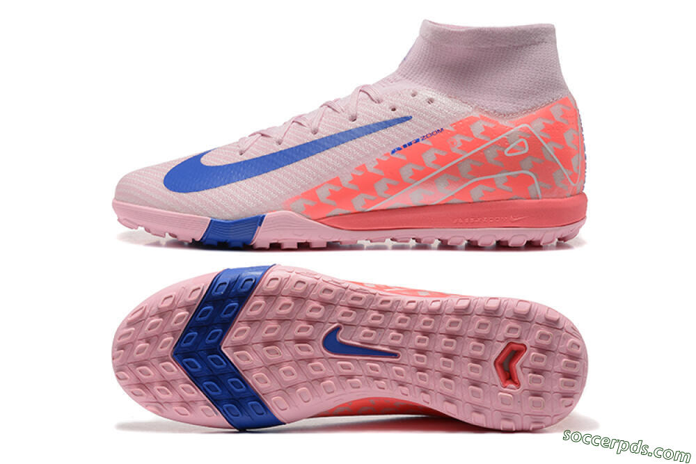 Nike Air Zoom Mercurial Superfly 10 Elite TF High-Tops Football Shoes - Pink/Blue/White 0