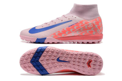 Nike Air Zoom Mercurial Superfly 10 Elite TF High-Tops Football Shoes - Pink/Blue/White