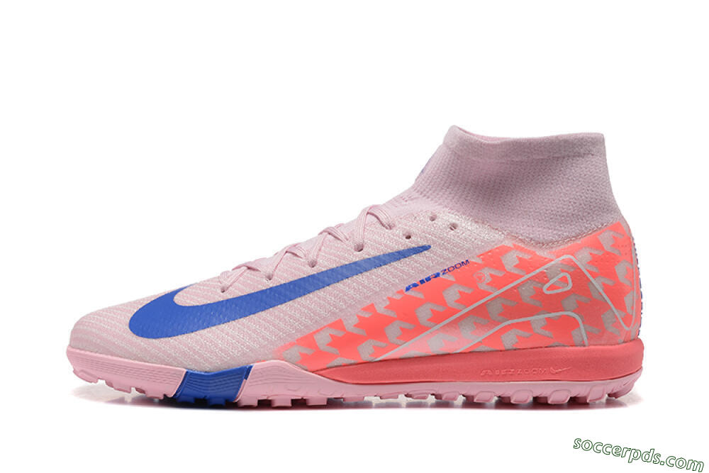 Nike Air Zoom Mercurial Superfly 10 Elite TF High-Tops Football Shoes - Pink/Blue/White 2