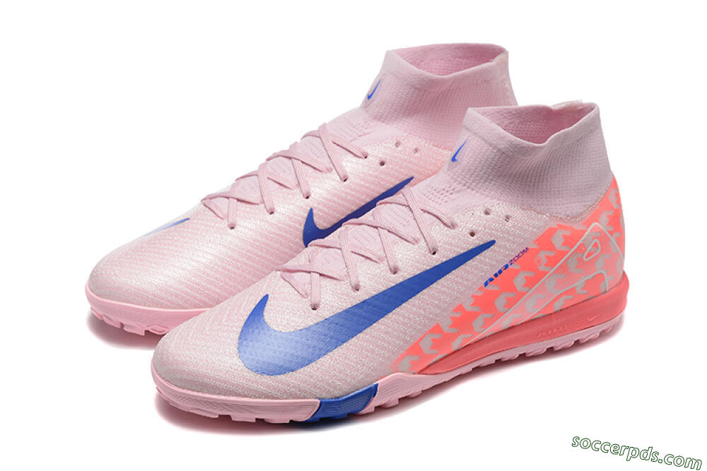 Nike Air Zoom Mercurial Superfly 10 Elite TF High-Tops Football Shoes - Pink/Blue/White 5