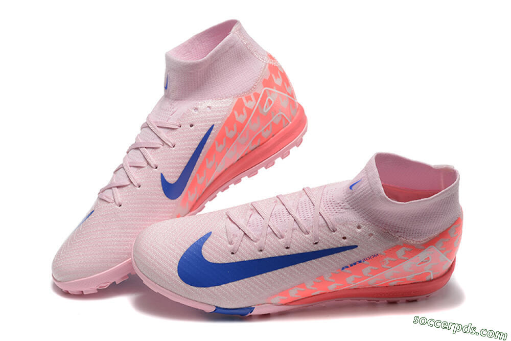 Nike Air Zoom Mercurial Superfly 10 Elite TF High-Tops Football Shoes - Pink/Blue/White 6