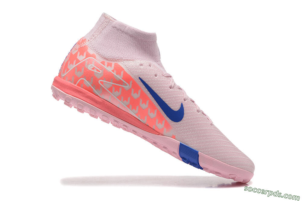 Nike Air Zoom Mercurial Superfly 10 Elite TF High-Tops Football Shoes - Pink/Blue/White 7