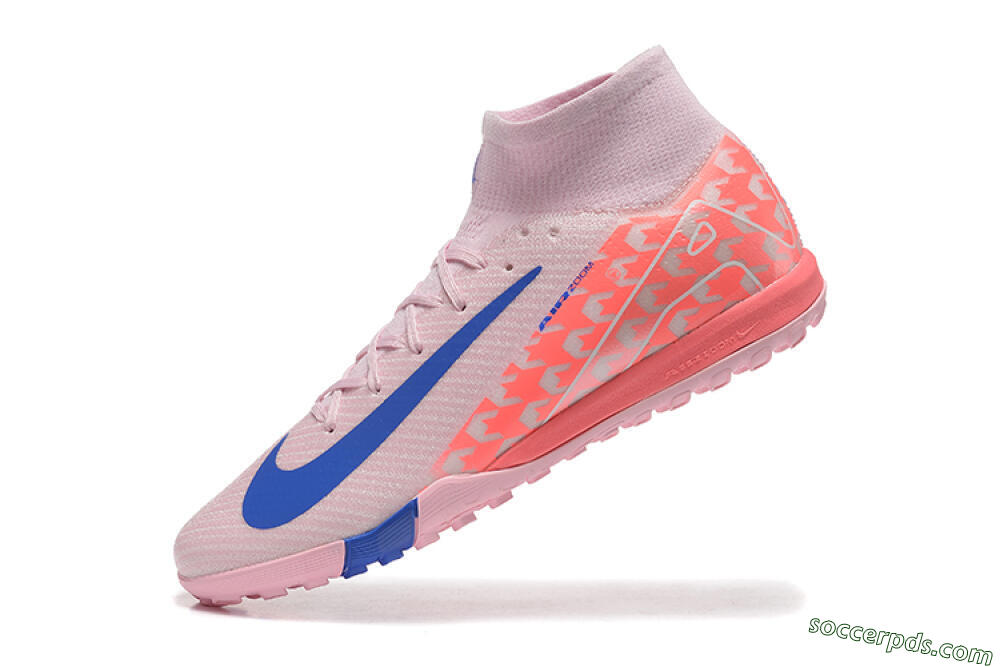 Nike Air Zoom Mercurial Superfly 10 Elite TF High-Tops Football Shoes - Pink/Blue/White 8