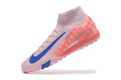 Nike Air Zoom Mercurial Superfly 10 Elite TF High-Tops Football Shoes - Pink/Blue/White