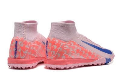 Nike Air Zoom Mercurial Superfly 10 Elite TF High-Tops Football Shoes - Pink/Blue/White