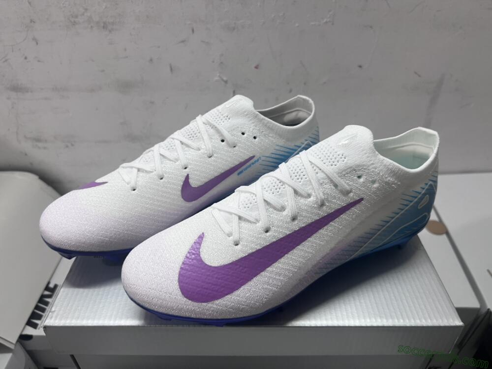 Nike Air Zoom Mercurial Vapor 16 Elite FG Low-Tops Football Boots - White/Purple/Blue