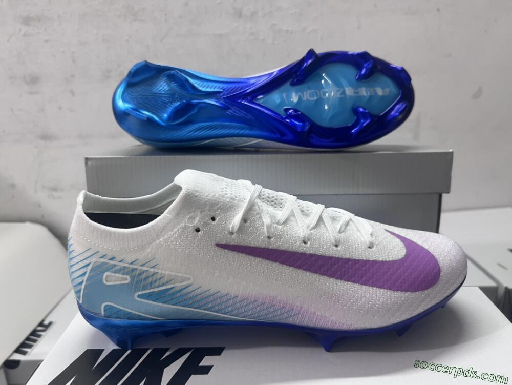 Nike Air Zoom Mercurial Vapor 16 Elite FG Low-Tops Football Boots - White/Purple/Blue