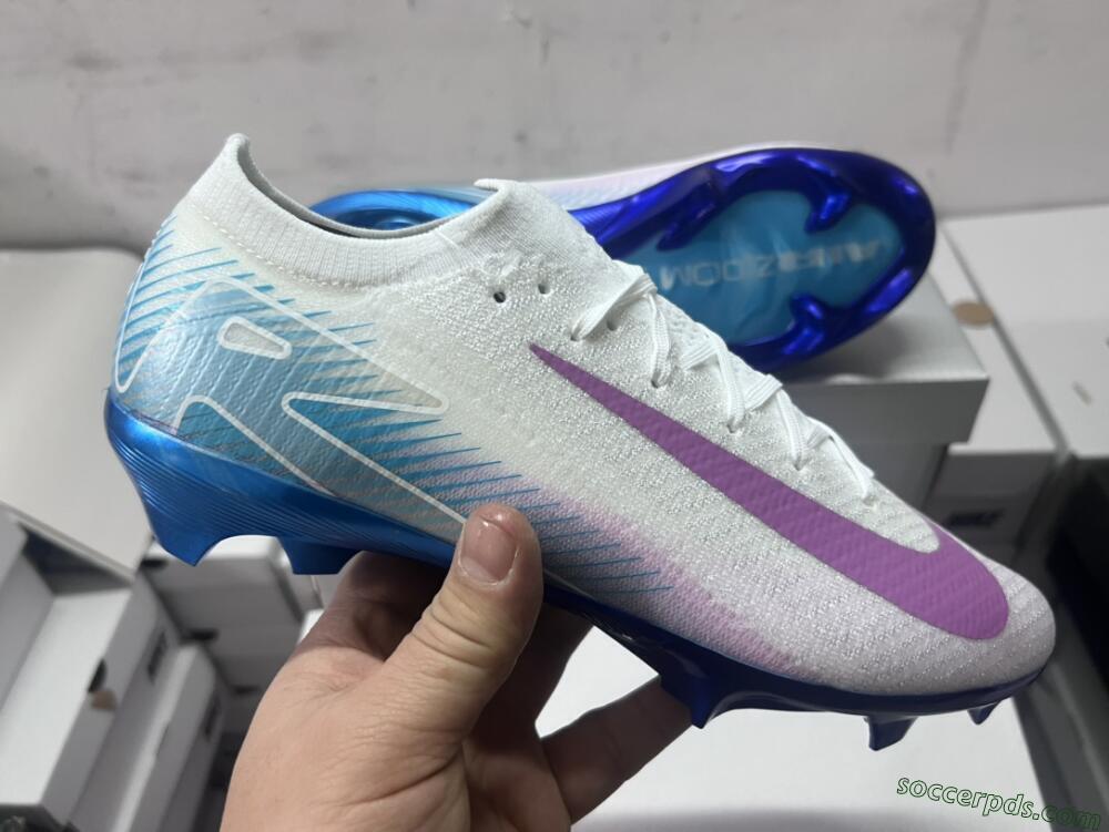 Nike Air Zoom Mercurial Vapor 16 Elite FG Low-Tops Football Boots - White/Purple/Blue