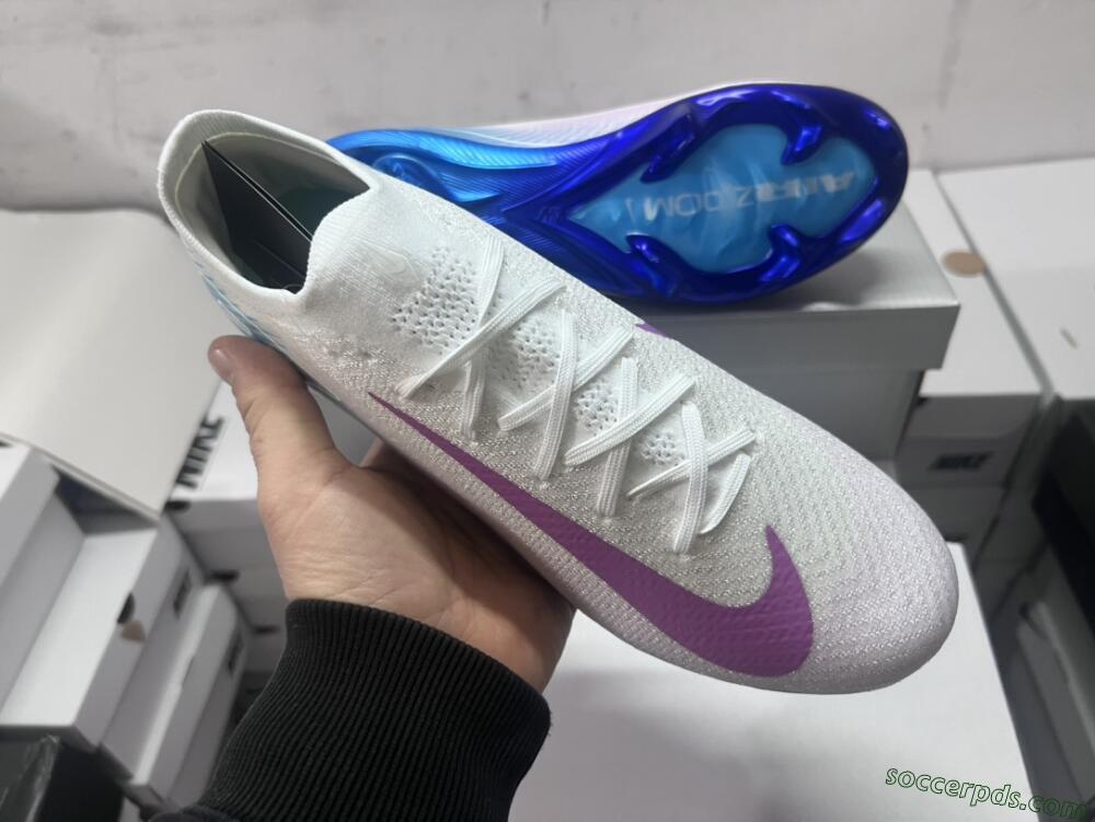 Nike Air Zoom Mercurial Vapor 16 Elite FG Low-Tops Football Boots - White/Purple/Blue