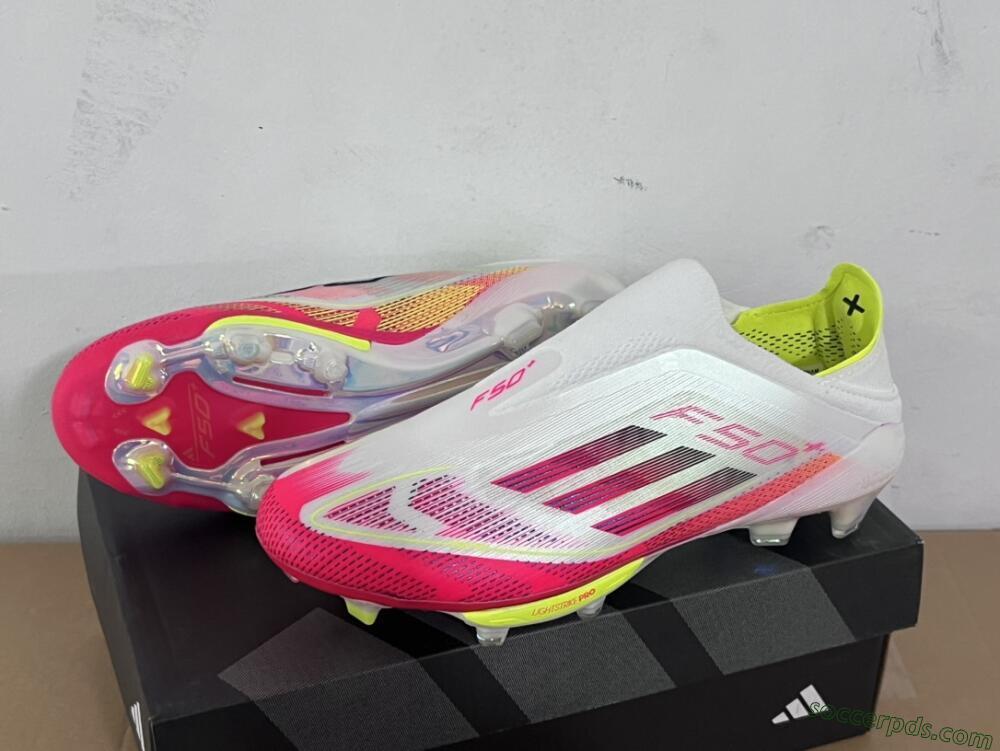 Adidas F50+ Elite Lightstrike Pro Laceless FG Low-Tops Football Boots - White/Red/Yellow