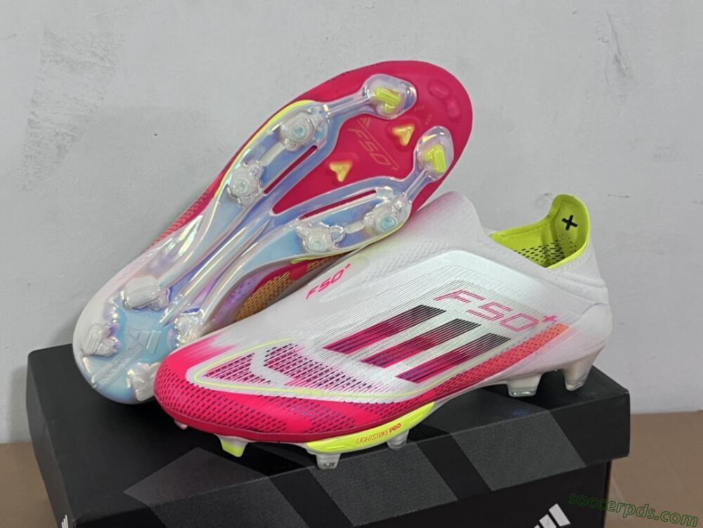Adidas F50+ Elite Lightstrike Pro Laceless FG Low-Tops Football Boots - White/Red/Yellow