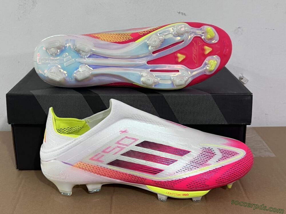 Adidas F50+ Elite Lightstrike Pro Laceless FG Low-Tops Football Boots - White/Red/Yellow
