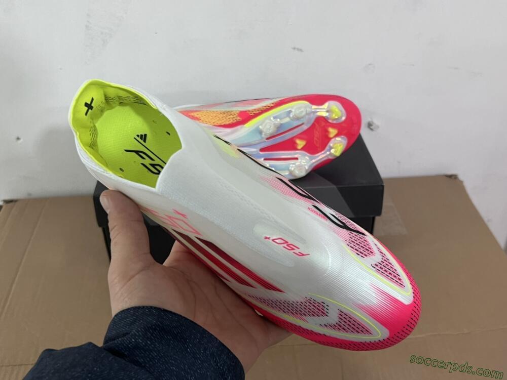 Adidas F50+ Elite Lightstrike Pro Laceless FG Low-Tops Football Boots - White/Red/Yellow