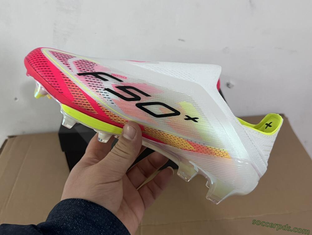 Adidas F50+ Elite Lightstrike Pro Laceless FG Low-Tops Football Boots - White/Red/Yellow