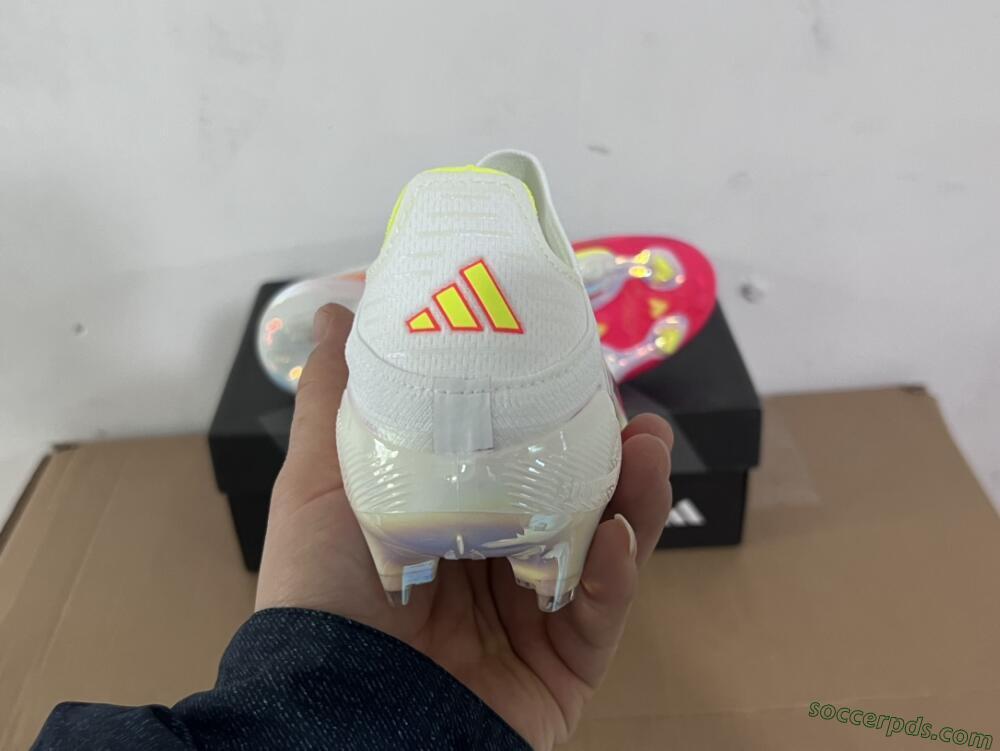 Adidas F50+ Elite Lightstrike Pro Laceless FG Low-Tops Football Boots - White/Red/Yellow