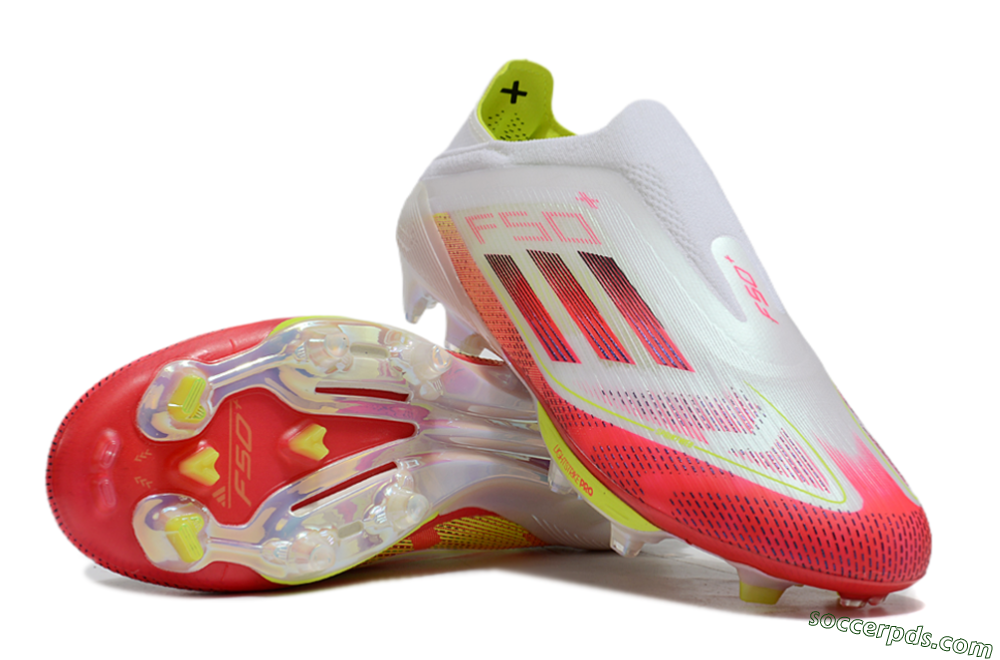 Adidas F50+ Elite Lightstrike Pro Laceless FG Low-Tops Football Boots - White/Red/Yellow 3