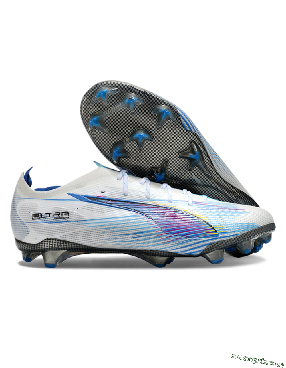 Puma Ultra Ultimate FG Low-Tops Football Boots - Beige/Blue/Yellow 1