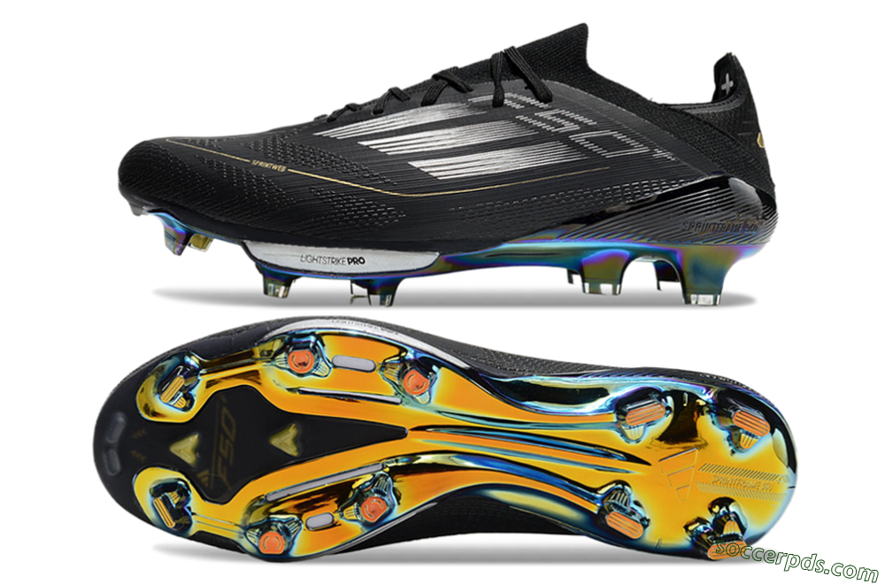 Adidas F50+ Lightstrike Pro Elite FG Low-Tops Football Boots - Black/Silver/Gold 0