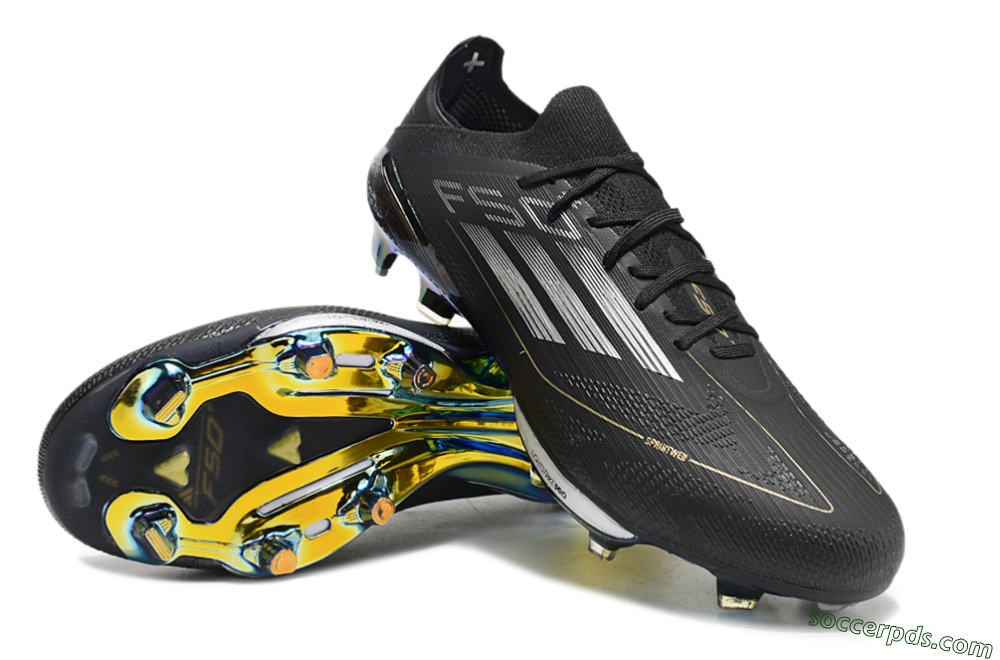 Adidas F50+ Lightstrike Pro Elite FG Low-Tops Football Boots - Black/Silver/Gold 3