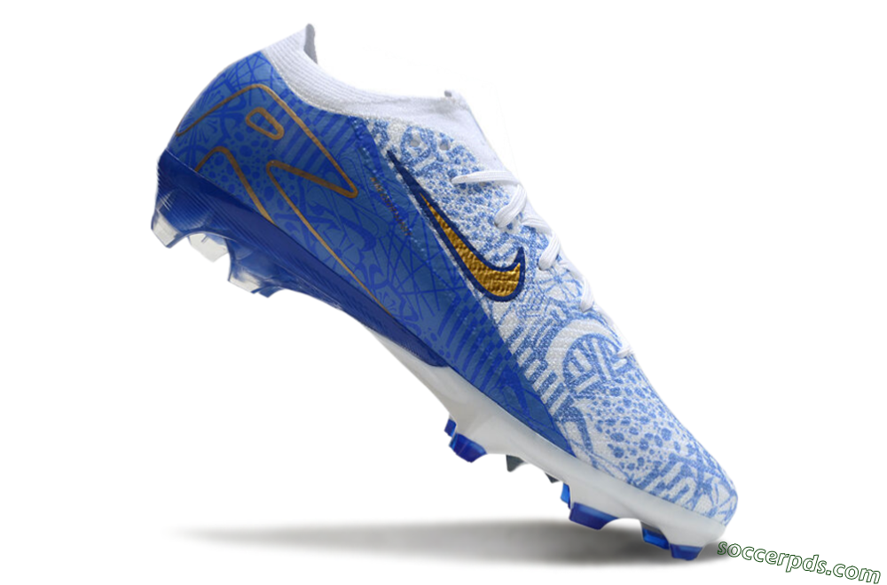 Nike Air Zoom Mercurial Vapor 16 Elite FG Low-Tops Football Boots - White/Blue/Gold 4