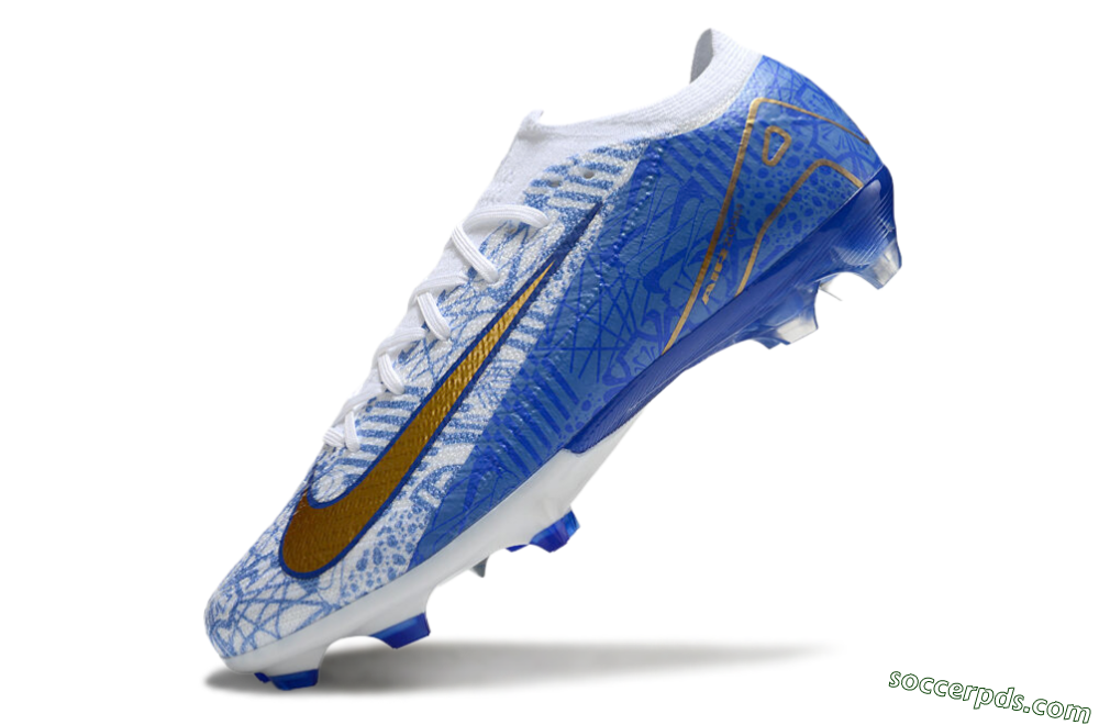 Nike Air Zoom Mercurial Vapor 16 Elite FG Low-Tops Football Boots - White/Blue/Gold 5