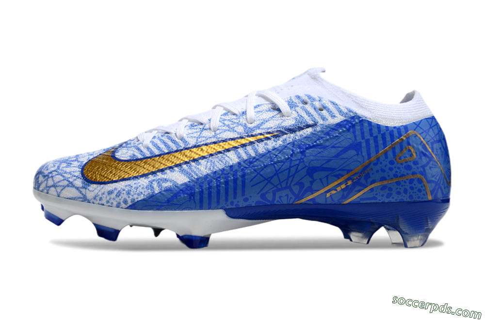 Nike Air Zoom Mercurial Vapor 16 Elite FG Low-Tops Football Boots - White/Blue/Gold 2
