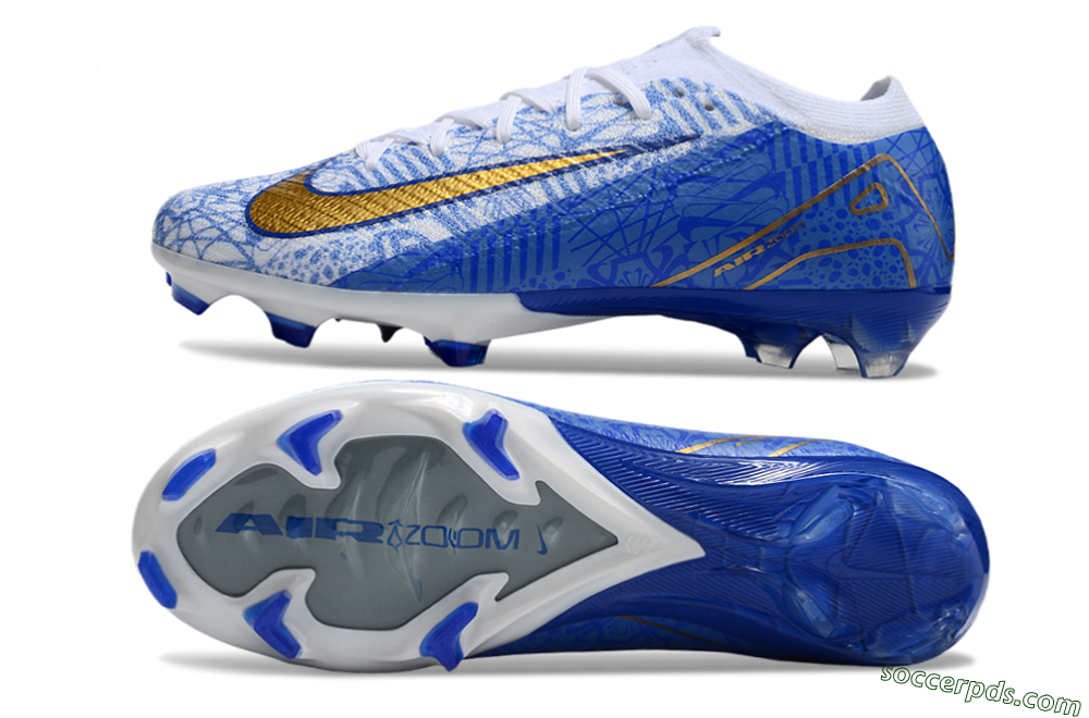 Nike Air Zoom Mercurial Vapor 16 Elite FG Low-Tops Football Boots - White/Blue/Gold 0