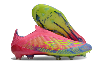 Adidas F50 Elite Laceless FG Low-Tops Football Boots - Pink/Blue/Yellow