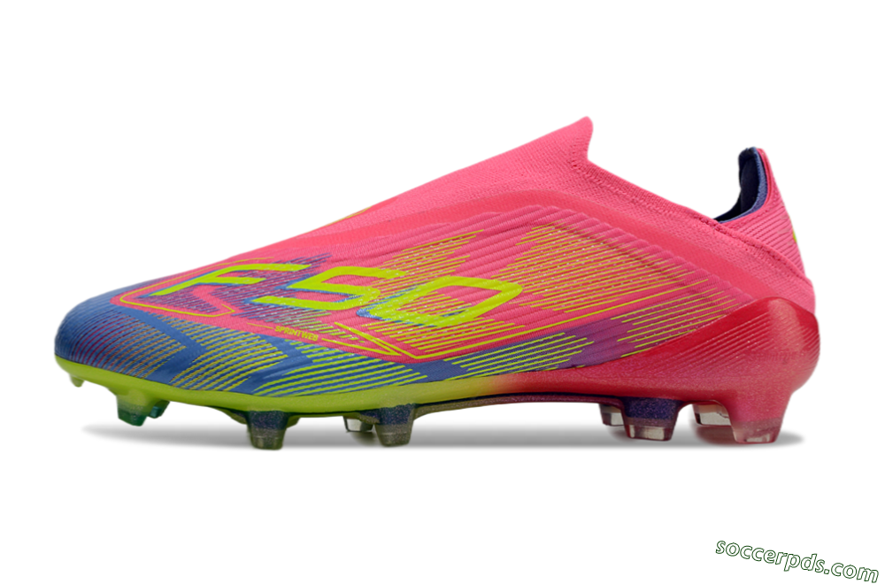 Adidas F50 Elite Laceless FG Low-Tops Football Boots - Pink/Blue/Yellow 2
