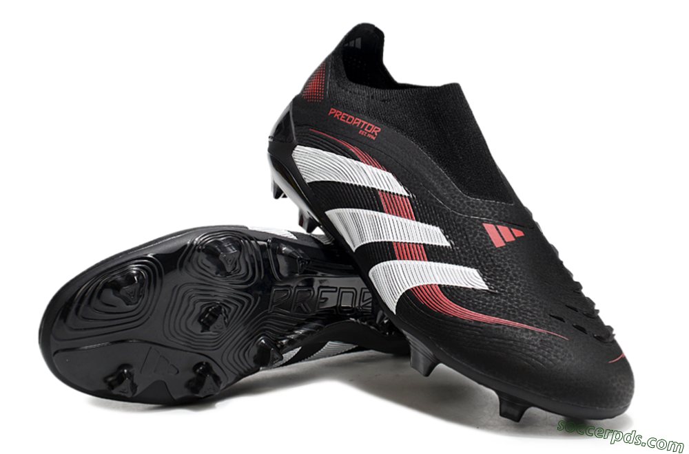 Adidas Predator Elite Laceless FG Low-Tops Football Boots - Black/Red/White 3