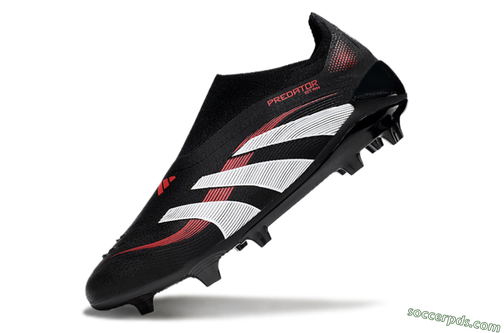 Adidas Predator Elite Laceless FG Low-Tops Football Boots - Black/Red/White 5
